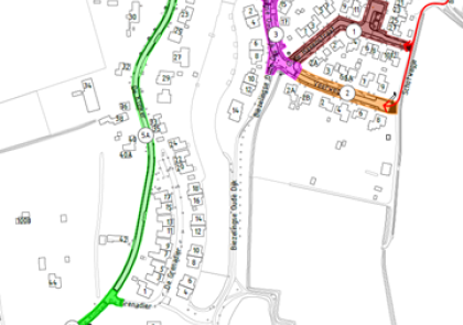 siutatieschets de Klinker op een plattegrond met kleurtjes